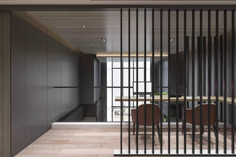 custom steel divider commercial interior